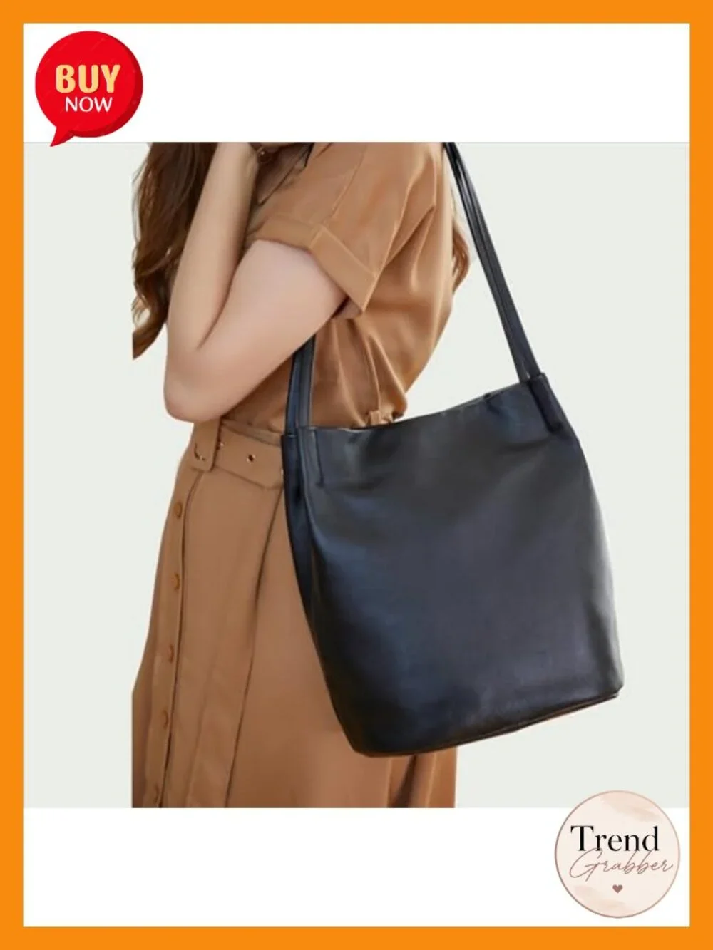 Genuine Leather Hobo Tote Bag, Roomy Shoulder Purse, Magnetic Snap Closure